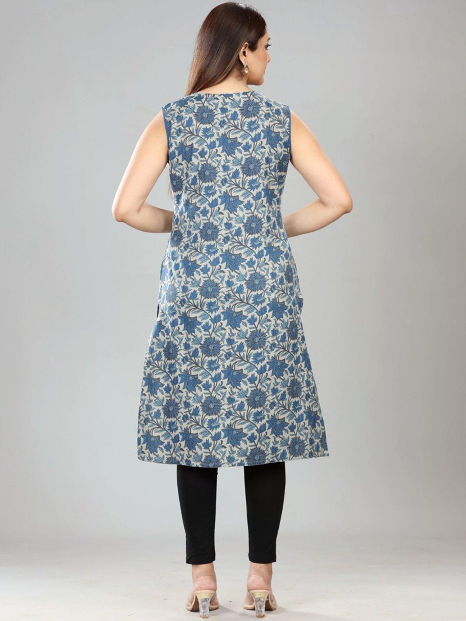 Cotton Culture Blue Cotton Printed Straight Kurta