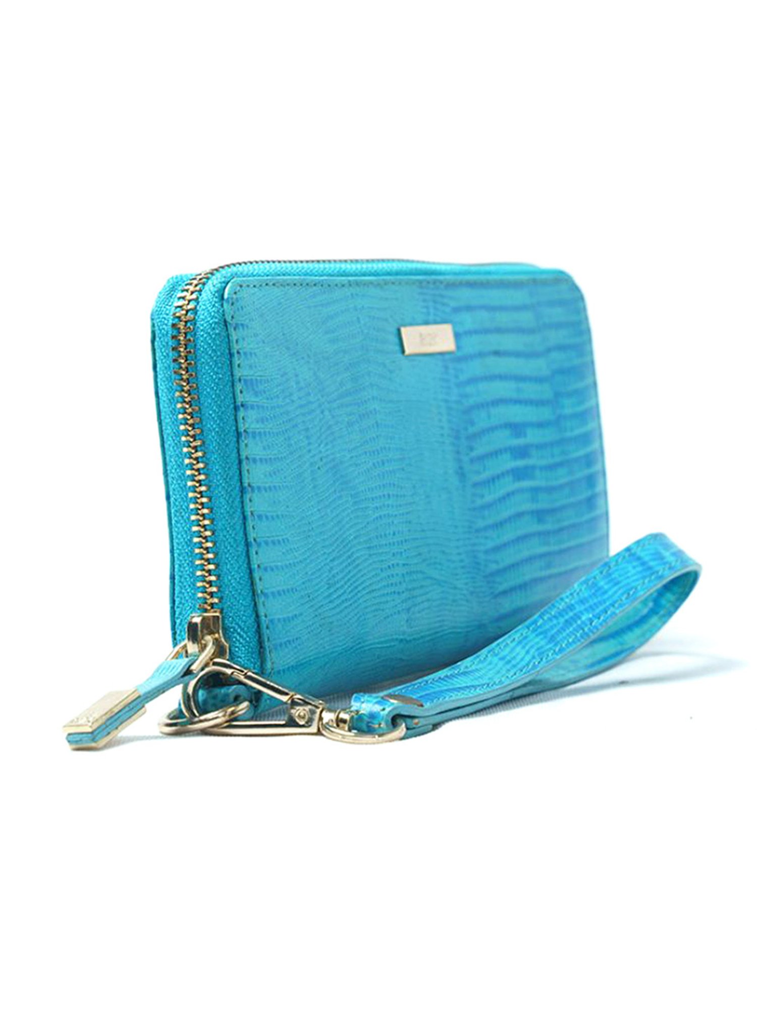 RI2K London Blue Leather Textured Zip around Wallet