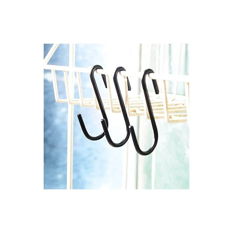 10 Pack Heavy Duty S Hooks Black S Shaped Hooks Hanging Hangers Hooks for Kitchen, Bathroom, Bedroom and Office: Pan, Pot, Coat, Bag, Plants(10 Pack/Black/Small)