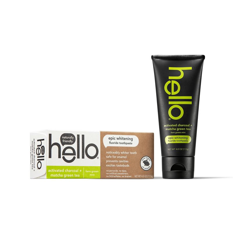 hello Activated Charcoal + Matcha Green Tea Epic Whitening Fluoride Toothpaste - 4oz