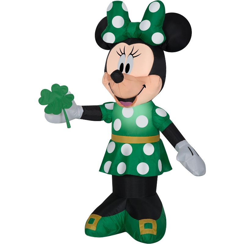 Gemmy Airblown Inflatable St. Patrick's Day Minnie Mouse, 3.5 ft Tall, green