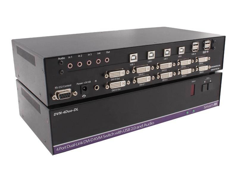 Smartavi DVN-4Duo-DLS 4-Port Dual-Head/Dual-Link DVI-D KVM Switcher