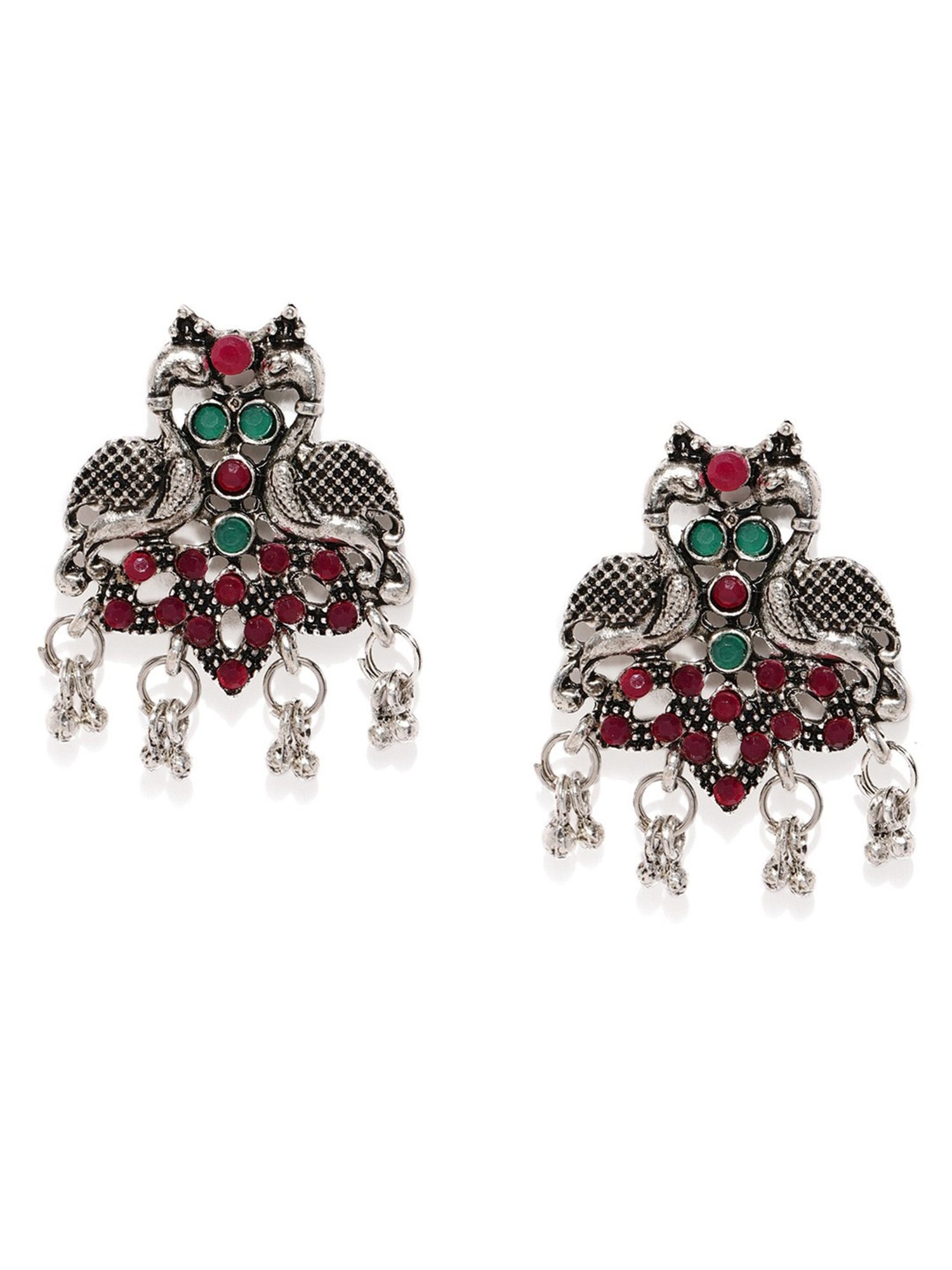 Fida GrePink Stone ded Peacock Pink and Green Dangler