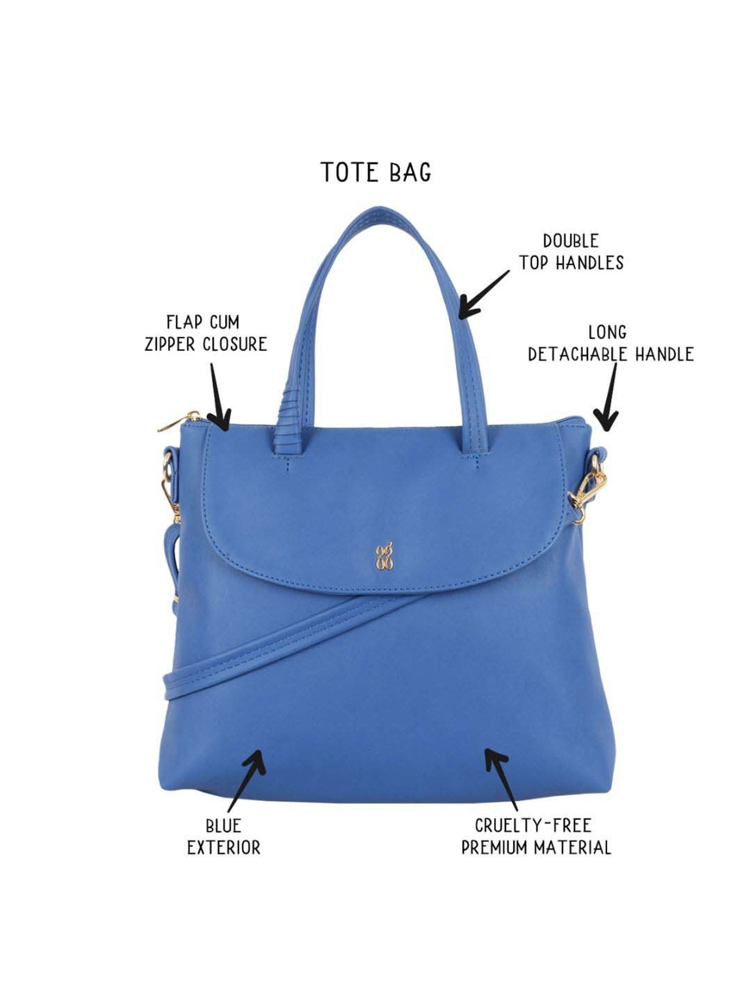 Baggit Persian Blue PVC Solid Tote Handbag