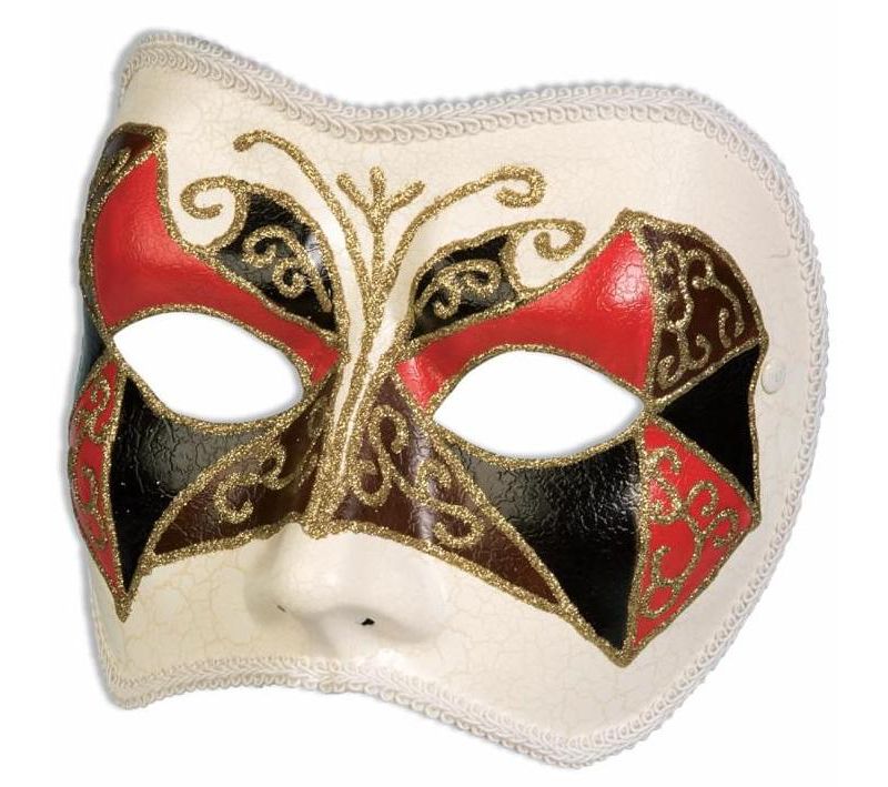 Forum Novelties Red And Black Venetian Masquerade Costume Half Mask