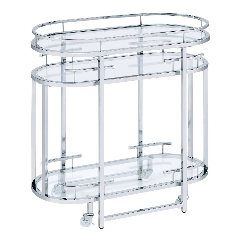 Carrowdore Glass Shelf Serving Cart Chrome/Clear - miBasics