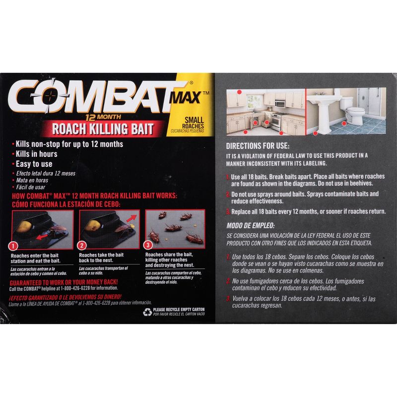Combat Max 12 Month Roach Killing Bait Small Roach Bait Station - 18ct