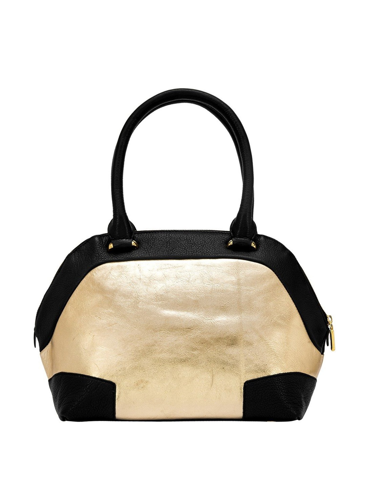 Eske Feya Black & Golden Color Block Medium Handbag
