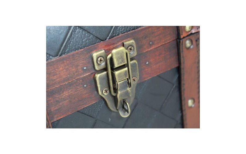 Vintiquewise Wooden Leather Treasure Chest