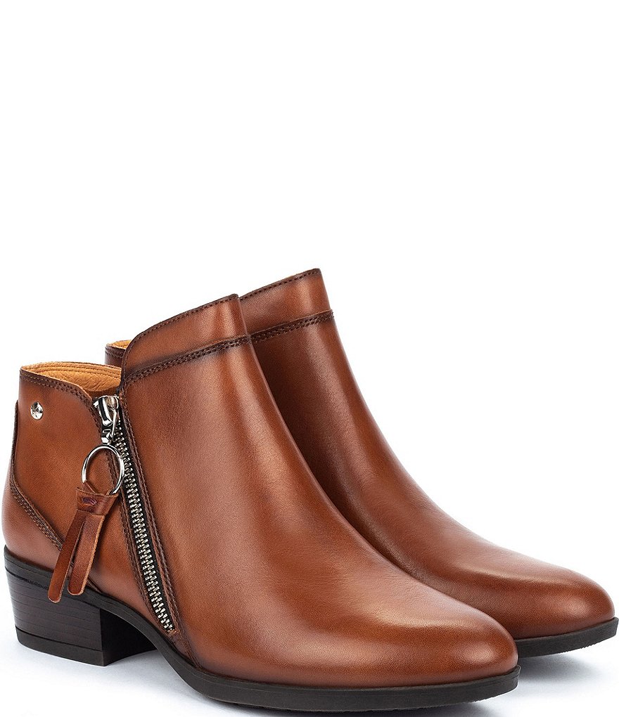 Pikolinos Daroca Side Zip Leather Block Heel Booties