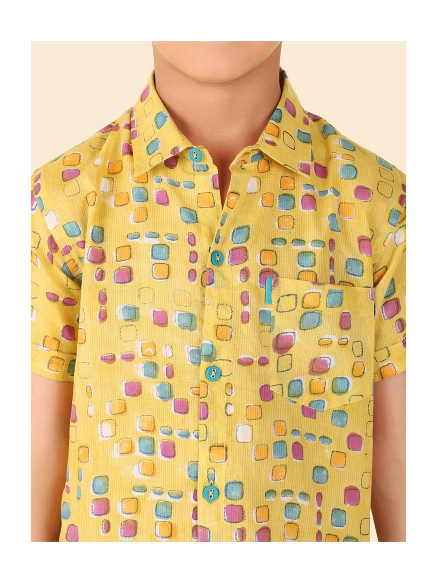 Mothercare Kids Blue Cotton Self Pattern Full Sleeves Shirt