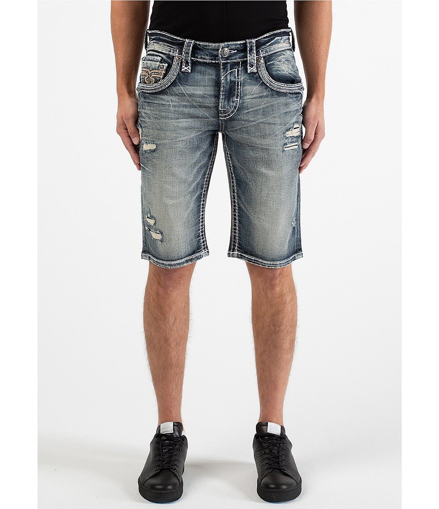 Rock Revival Safron Distressed 12#double; Inseam Denim Shorts