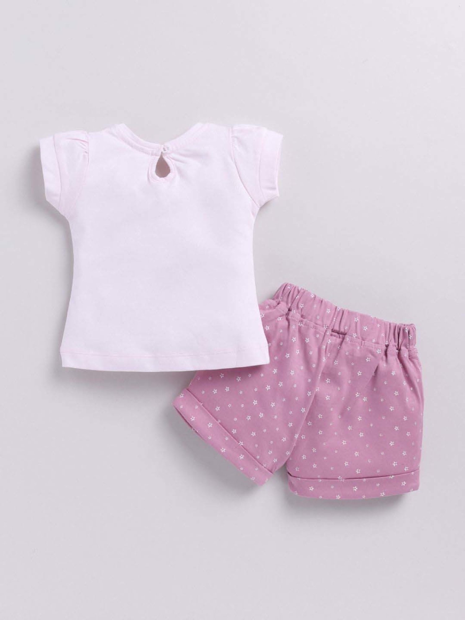 ANNIE Girls Purple Cotton Printed Top & Short sets