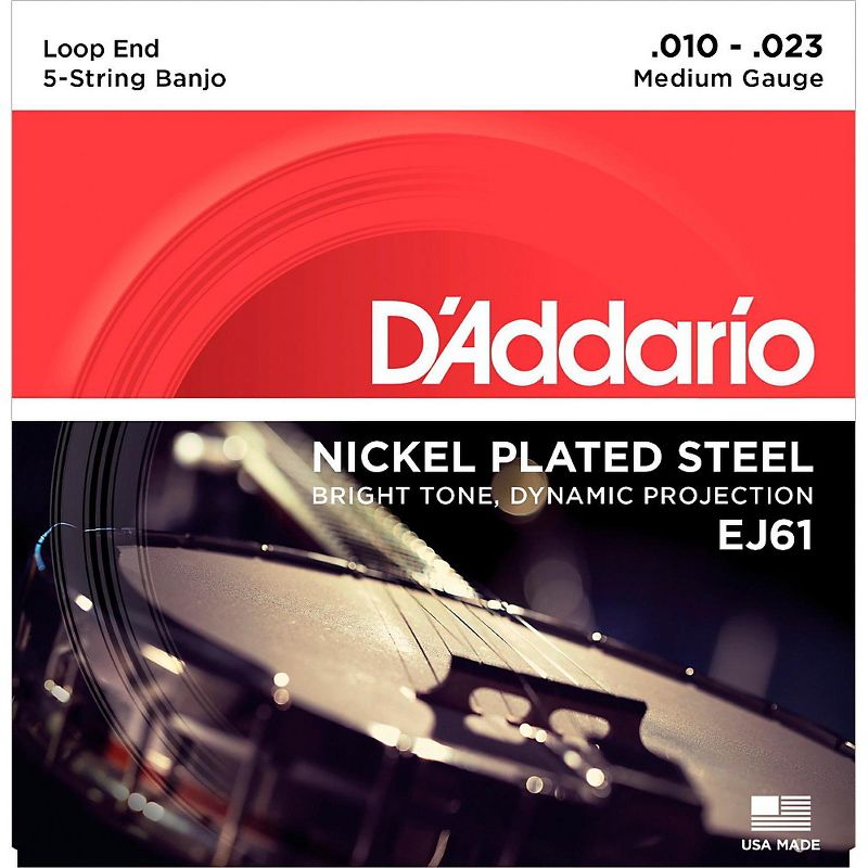 D'Addario EJ61 Nickel 5-String Medium Banjo Strings (10-23)