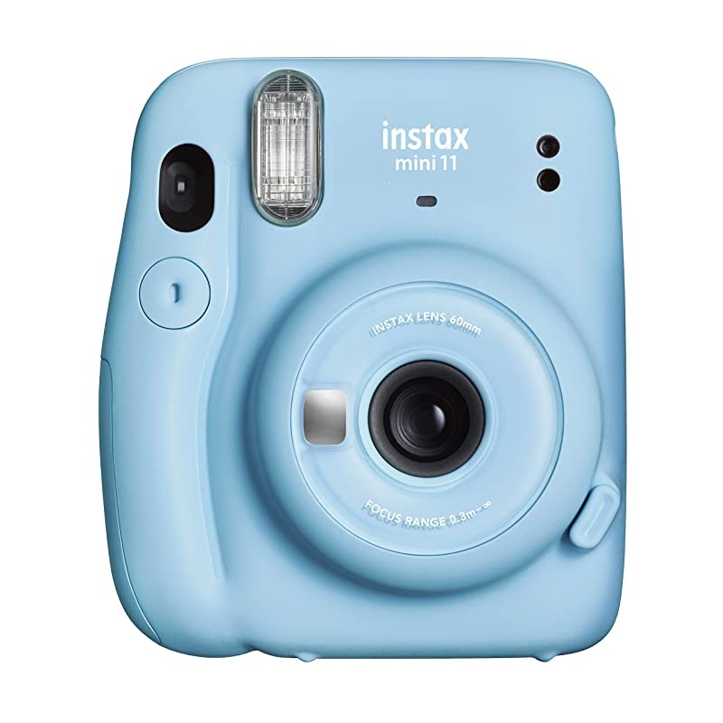 Instax Mini 11 Sky Blue Instant Camera with Twin Pack Instant Film, Ritz Gear Frame Stickers and Ritz Gear Hanging Frames