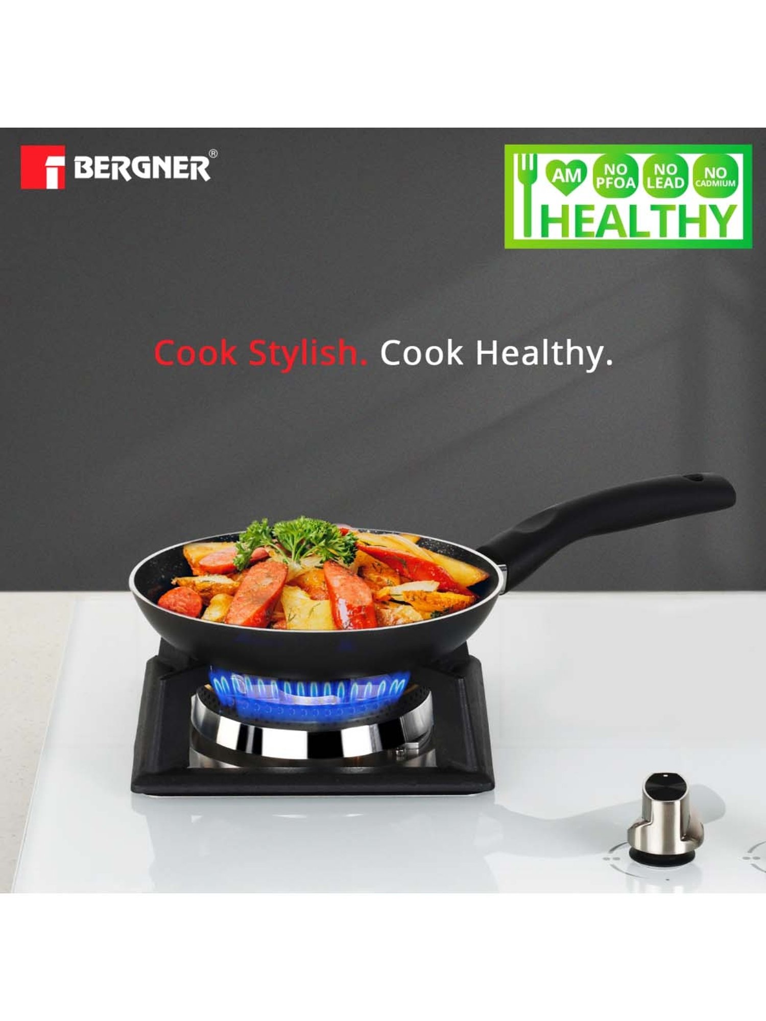 Bergner Black Aluminium Frypan - Set of 1