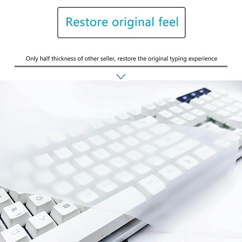 x 5.51" Universal Keyboard Cover Skin Design for Standard Size PC Computer Desktop Keyboards, Clear Waterproof Anti-Dust Silicone-Clear