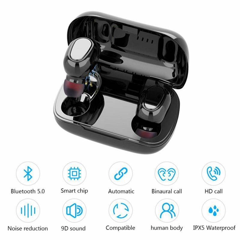 True Wireless Earbuds Bluetooth Headphones Touch Control with Wireless Charging Case IPX5 Waterproof TWS Stereo Earphones in-Ear Built-in Mic Headset Premium Deep Bass for Sport