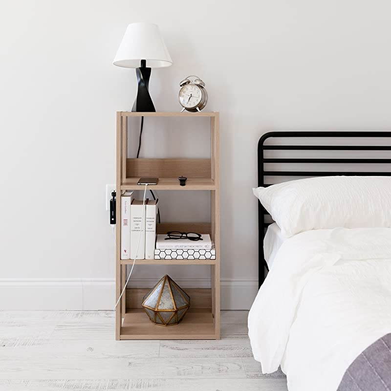 USA OWR400N 3Shelf Open Wood Shelving Unit Medium Natural