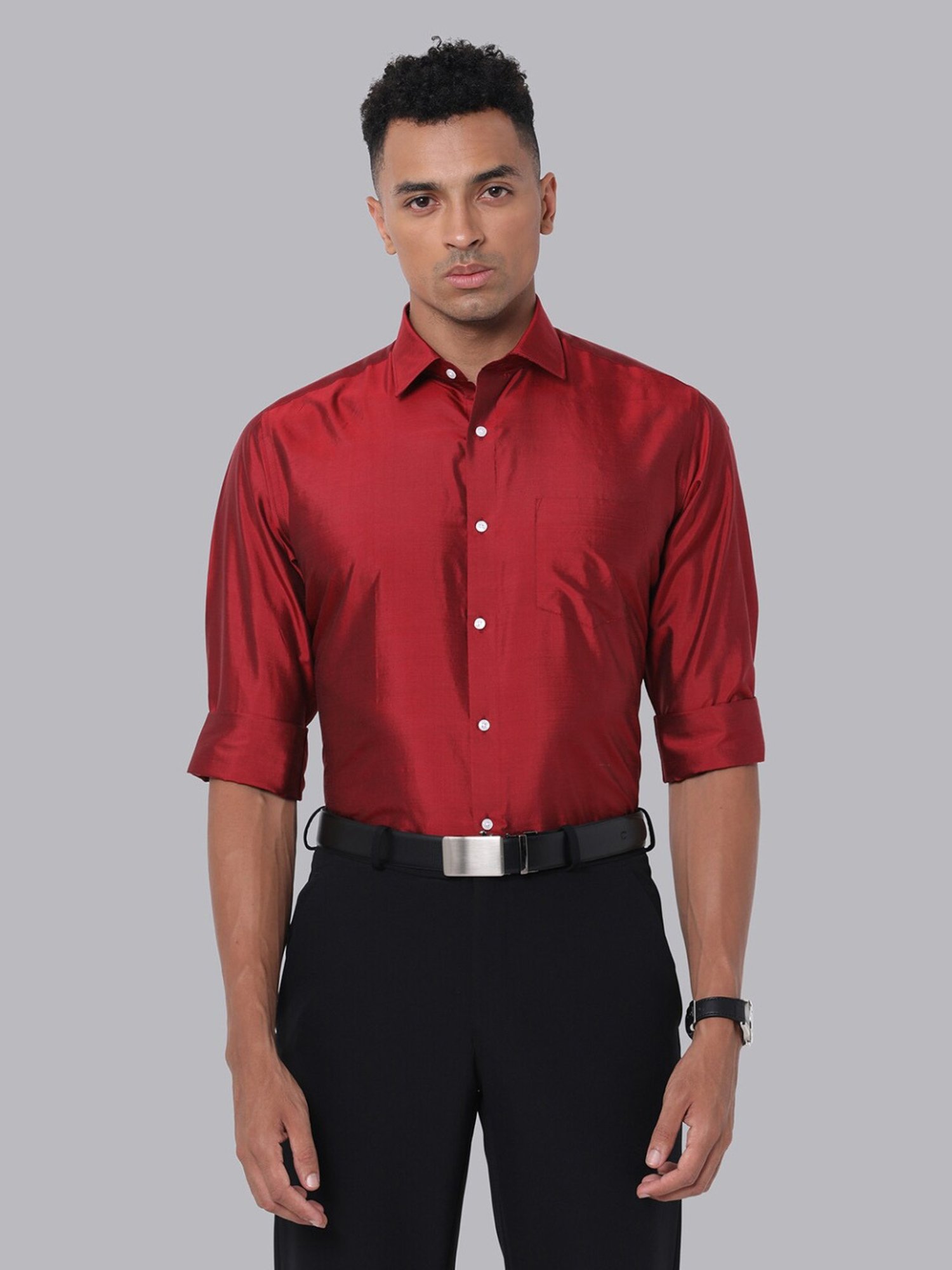 Van Heusen Maroon  Regular Fit Shirt