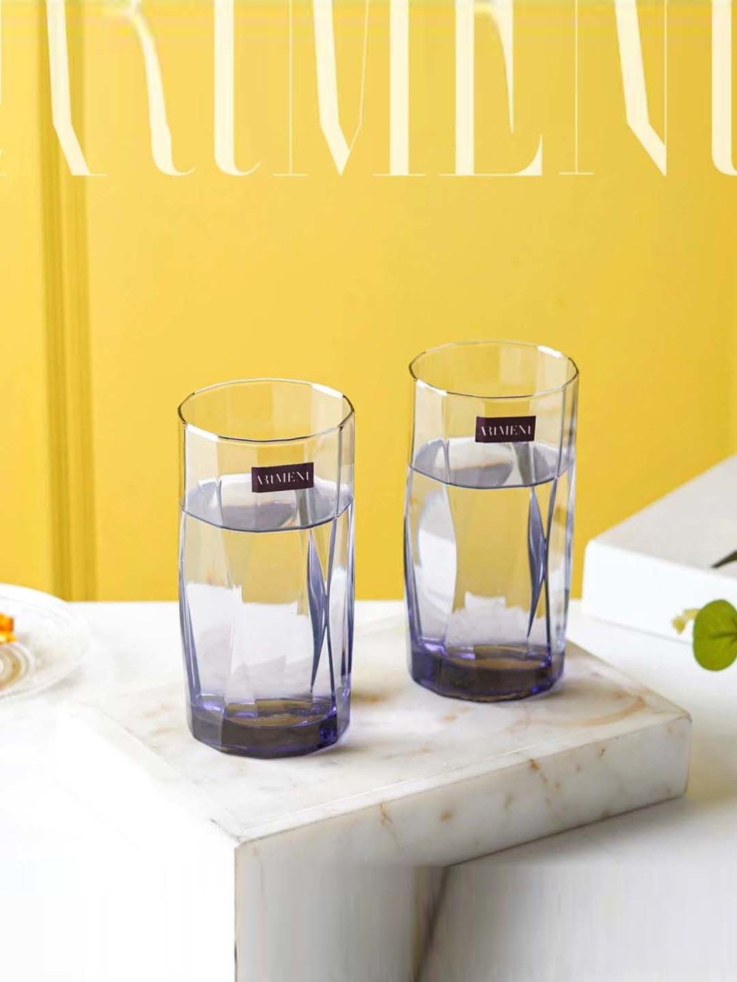 The Artment Amethyst Noir Purple Crystal Tumbler (0.4 L) - Set of 8