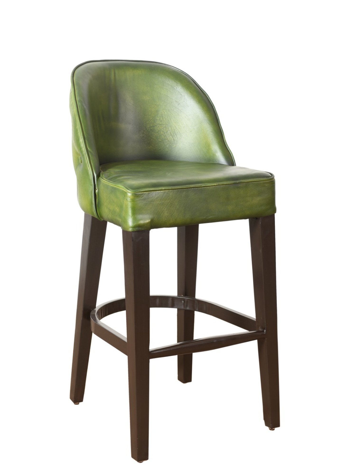 Artisans Rose English Pub Chesterfield Green Sheesham Wood & Leather Bar Chair