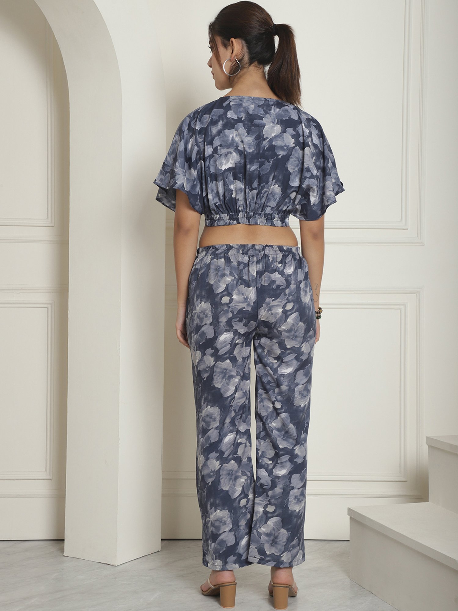 Indian Needle Grey Crop Top & Pant Set