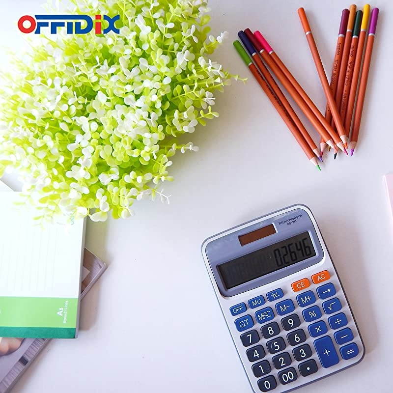 Office Calculators Desktop Calculator,Basic Calculators, Solar Battery Dual Power Electronic Calculator Portable 12 Digit Large LCD Display Calculator Large Calculator