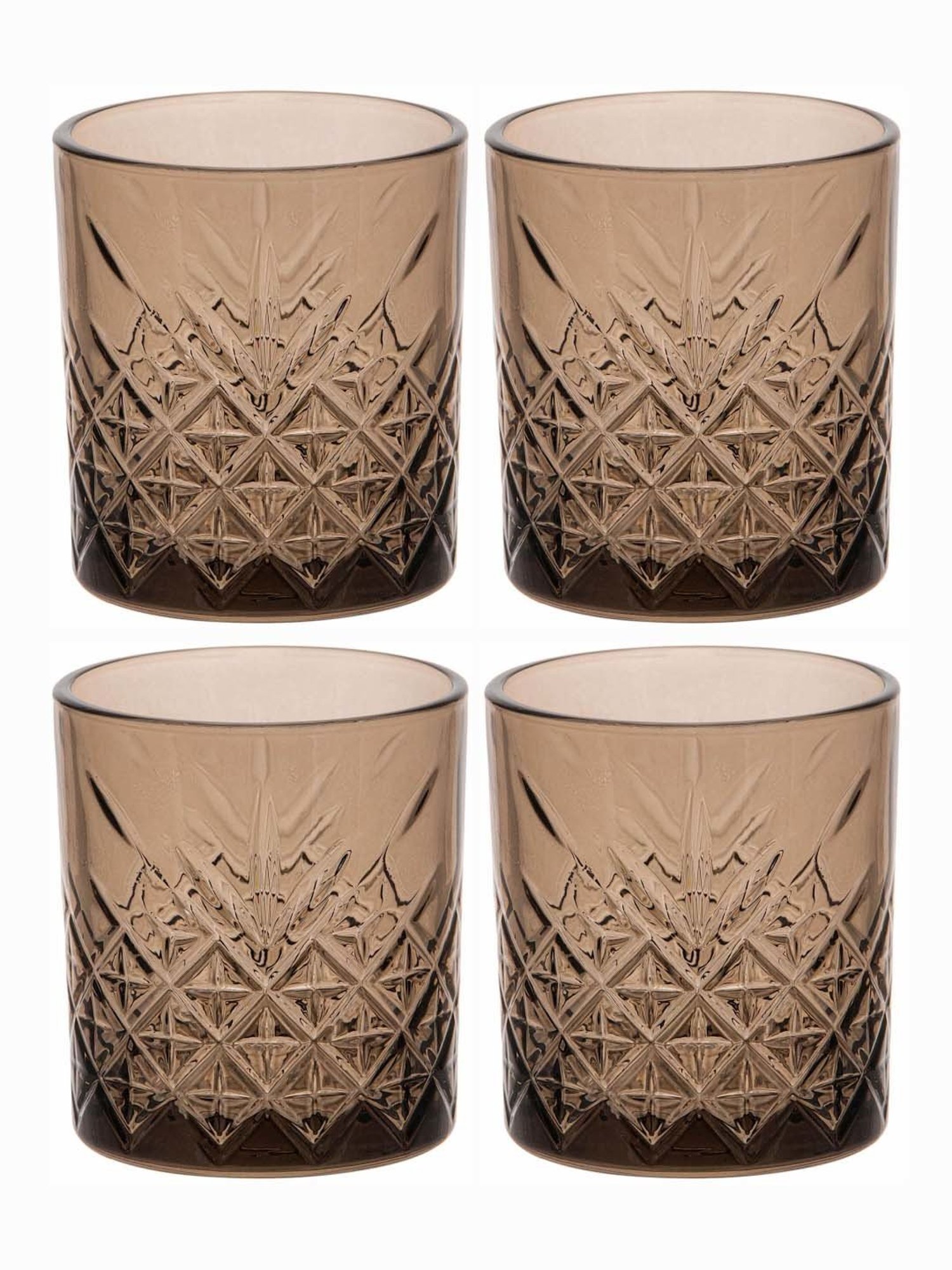 Pasabahce Timeless Brown Glass Whiskey Tumbler (0.345 L) - Set of 4