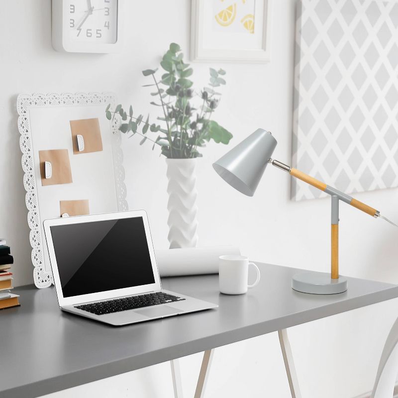 Wooden Pivot Desk Lamp Gray - Simple Designs
