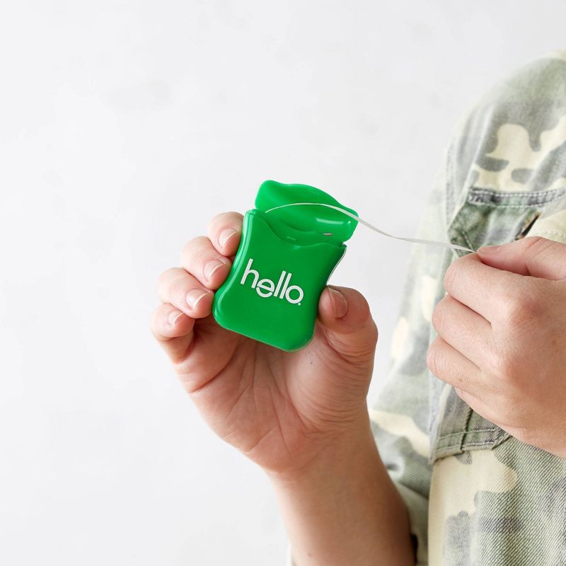 hello Natural Fresh Spearmint Hemp Seed Oil + Coconut Oil Infused Vegan Floss - Trial Size - 54.6 yd