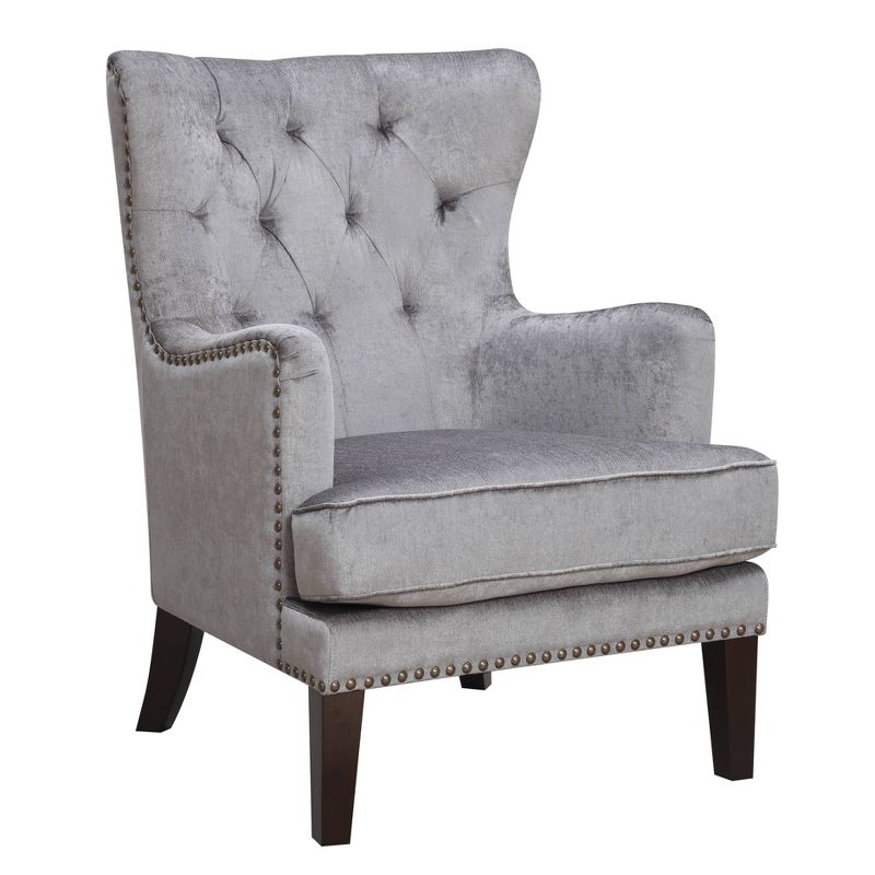 Isabella Traditional Wingback Accent Chair with a Nailhead Trim Gray - AC Pacific