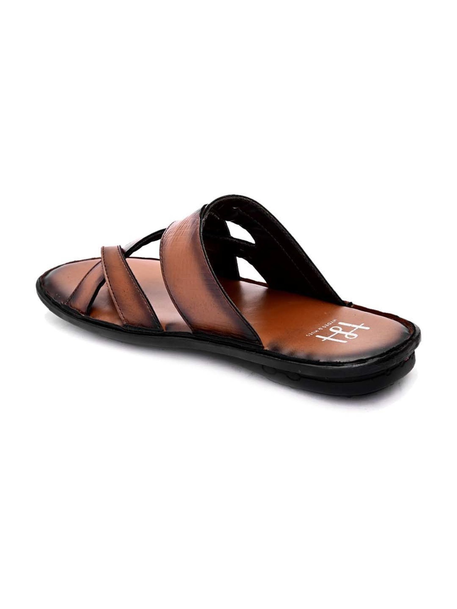 Hydes N Hues Men's Tan Cross Strap Sandals