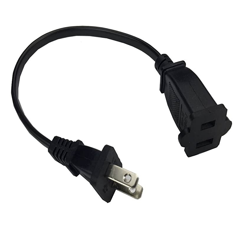 1ft  short US power extension cable cord US AC 2Prong malefemale power cable by