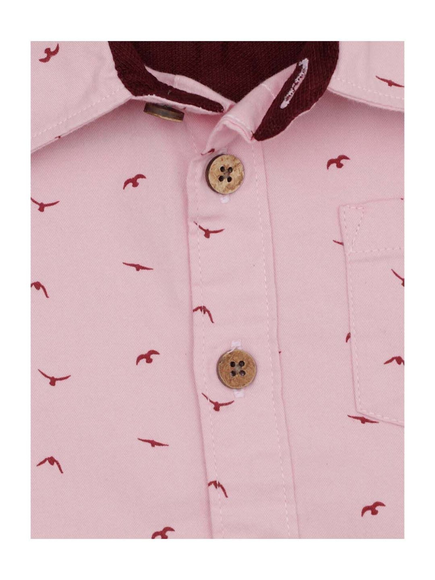 Manet Kids Pink Cotton Printed Shirt
