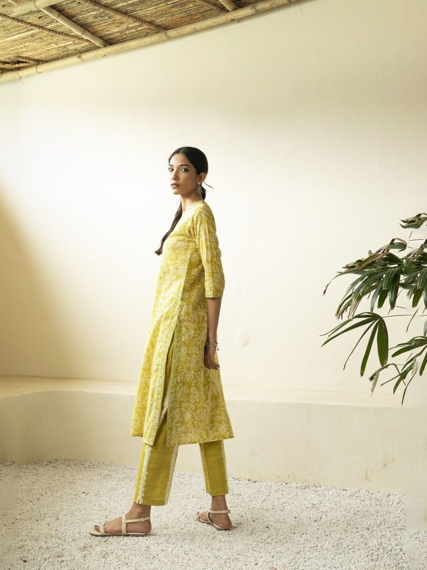 Akiso Inara Green Block Printed Anarkali Kurta