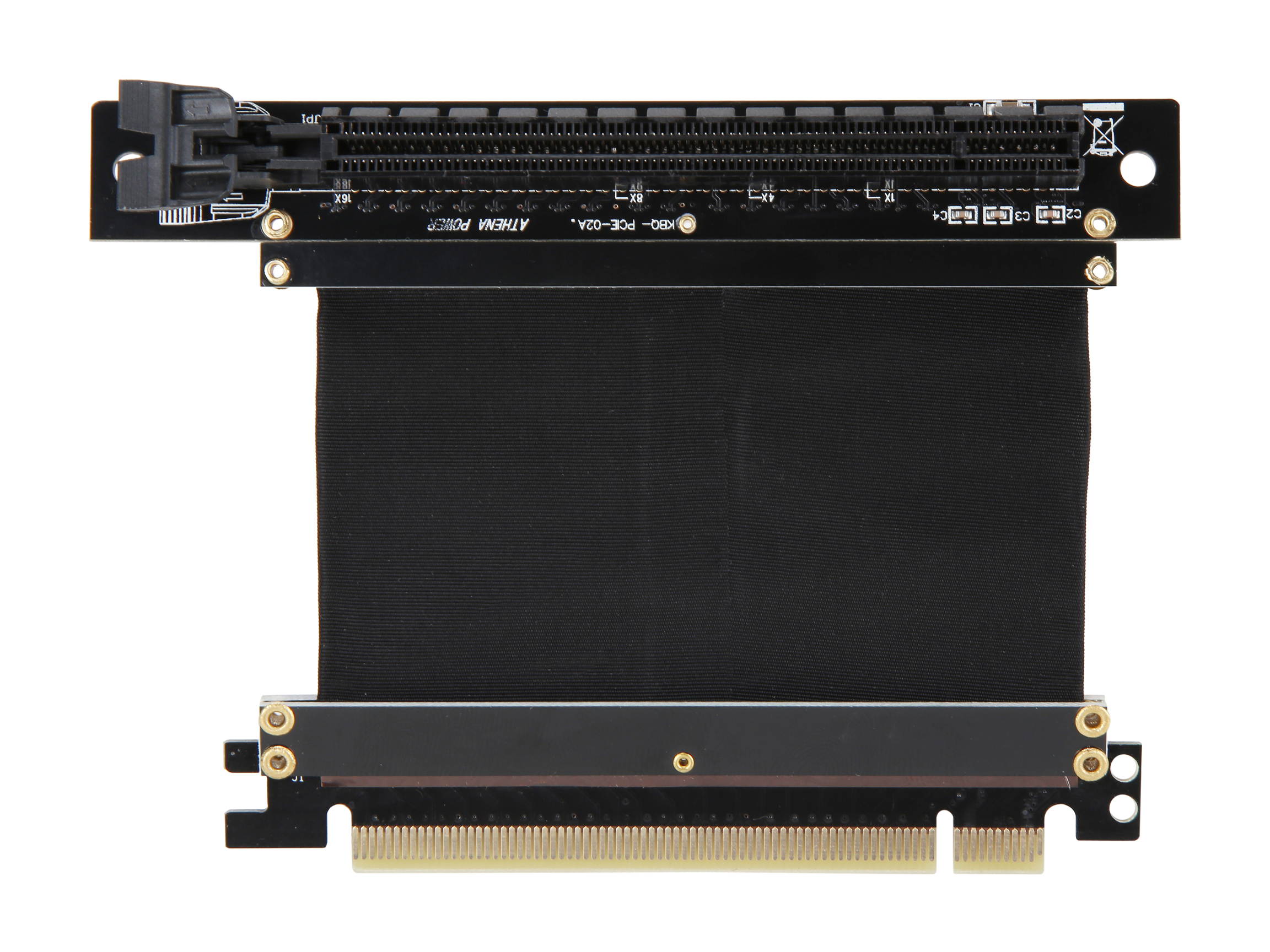 Athena Power CABLE-PCIE16A1-L5V2 Focus 1U/2U Chassis, 50mm Straight PCI-E x16 PCIe 3.0 High Quality Flexible EMI Shielded Ribbon 90-Degree Left Angle Riser Cable