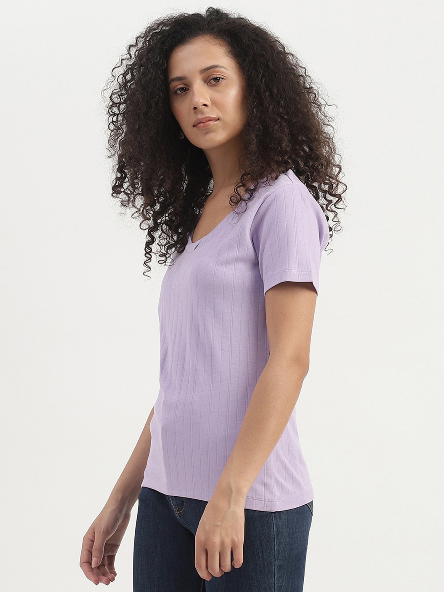 United Colors of Benetton Purple Cotton Striped Top