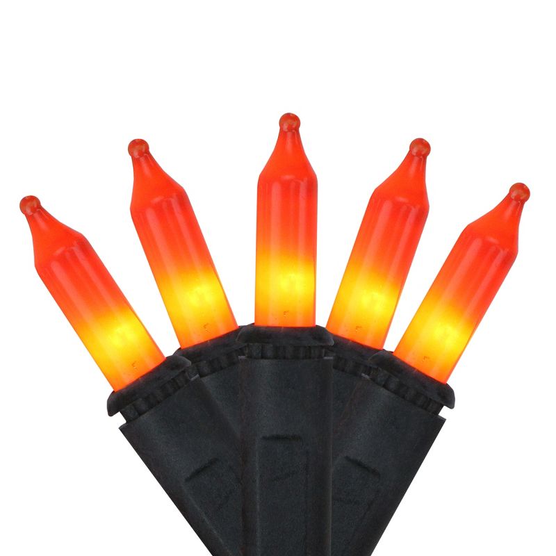 Darice 100-Count Orange Mini Halloween Light Set, 29ft Black Wire