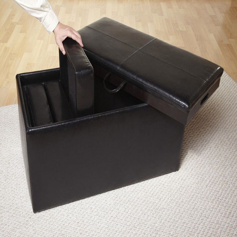 Manhattan Storage Bench w/4 Collapsible Ottomans Espresso - Breighton Home