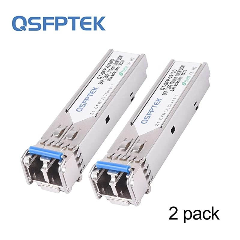 Gigabit SFP Module 1000BASELXLH 1310nm 10km DDM SingleMode LC MiniGBIC Transceiver for Cisco GLCLHSMDGLCLXSMRGD Ubiquiti UFSM1G Netgear Mikrotik Other Open Switches 2 Pack