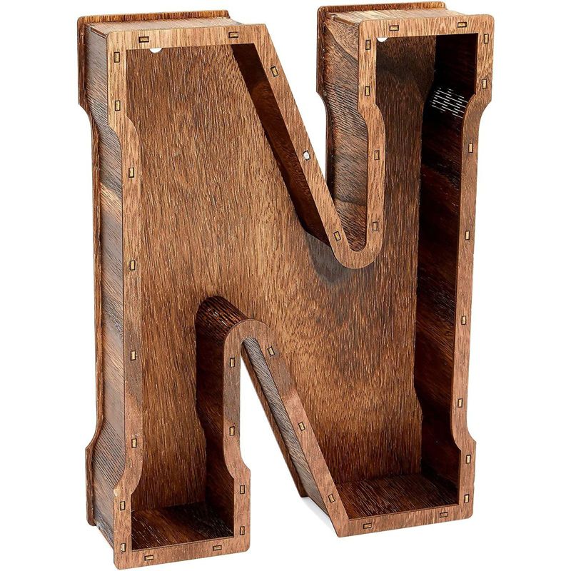 Juvale "VINO" Letters Wine Cork Holder, Brown Wood Home D'ecor, 11.75" tall