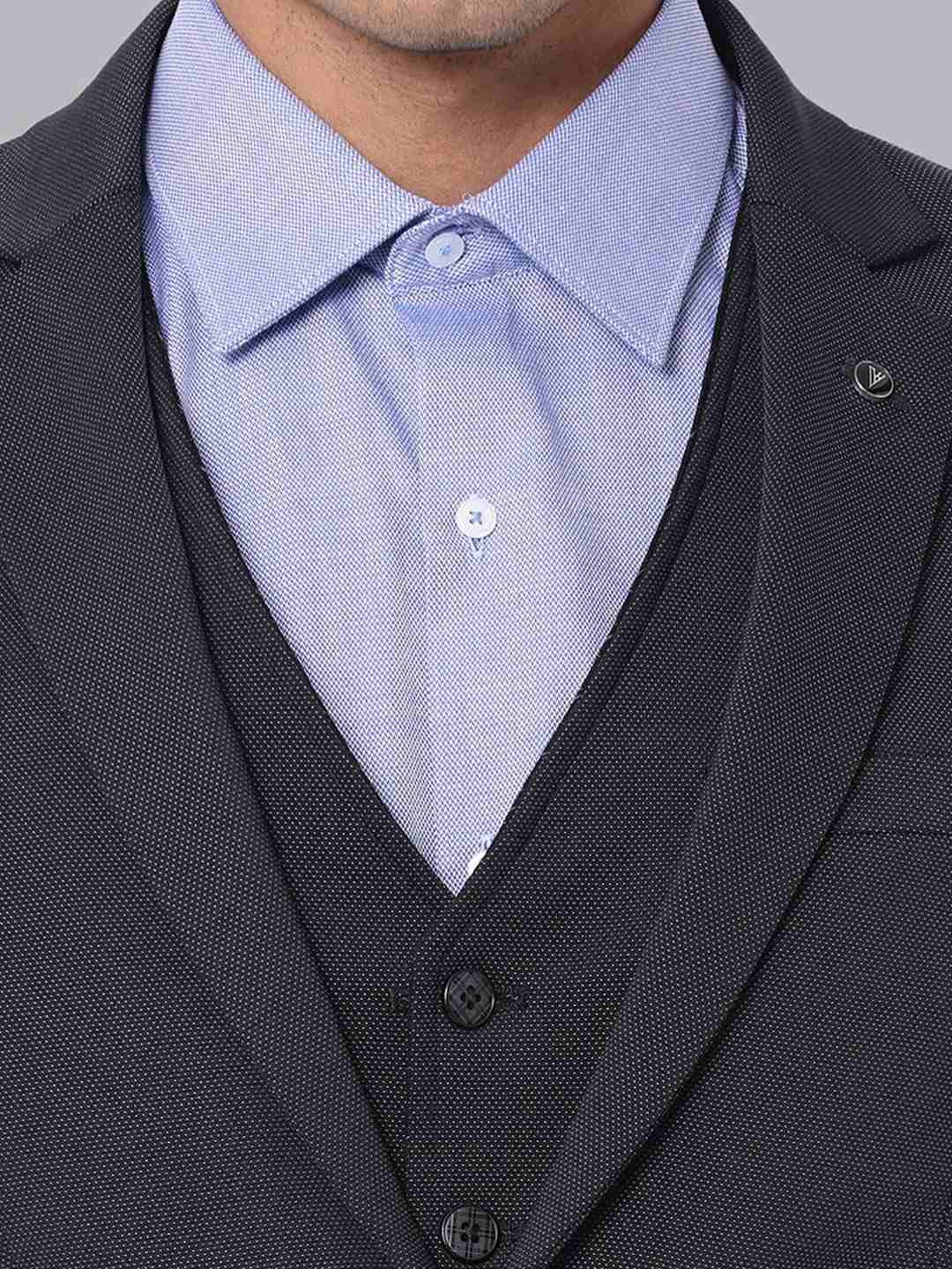 Van Heusen Navy Slim Fit Texture Four Piece Suit