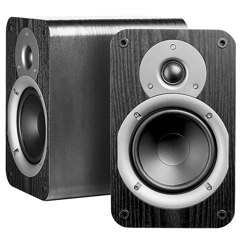 Studio5 Dynamic Power Handling 100W Hi-Fi 5.25" Bookshelf Speakers, Black Wood Grain Design, Pair