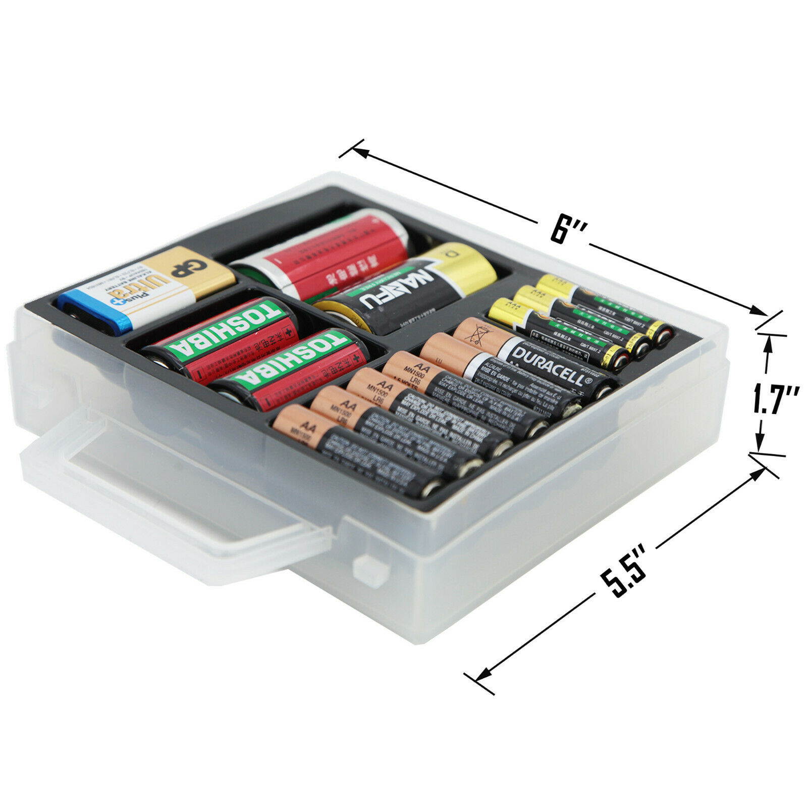 Battery Organizer Storage Case for AA AAA C D 9V Battery Container Holder Box