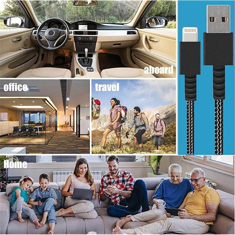 iPhone Charger Cable 5Pack 3ft6ft10ft  Durable Data Lightning Cord Nylon Braided iPhone Charging Cables Fast USB iPhone Chargers Compatible iPhone XSMaxXRX88P77P66P6SiPadBlack