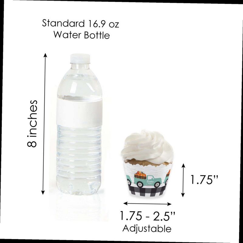 Big Dot of Happiness Happy Fall Truck - Cupcake Decoration - Harvest Pumpkin Party Cupcake Wrappers and Treat Picks Kit - Set of 24