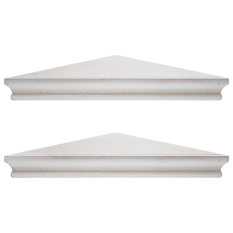 8" x 16" Set of 2 Decorative Wood Floating Corner Shelves White - Crystal Art Gallery