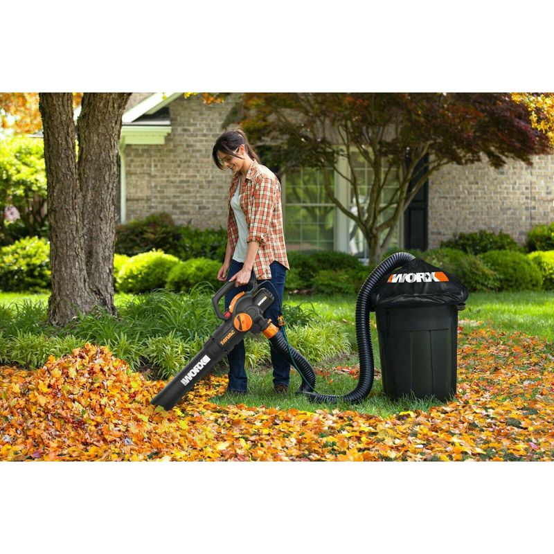Worx WG524 TRIVAC 12-Amp Electric 3-IN-1 Blower / Mulcher / Yard Vacuum with Leaf Collection System