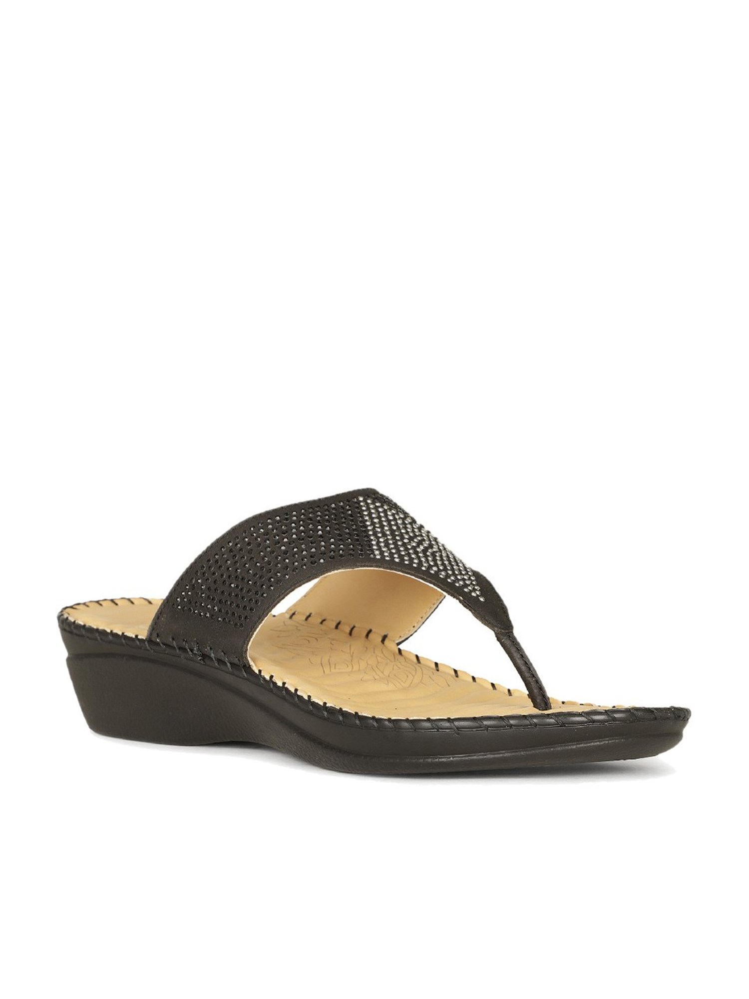 Scholl by Bata Women's Black Thong Wedges